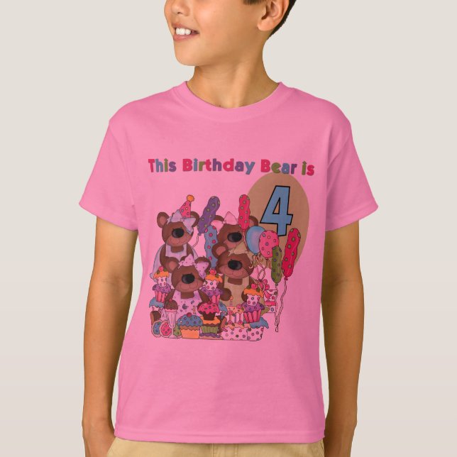 Teddy Bear Party 4th Birthday Tshirts et cadeaux (Devant)