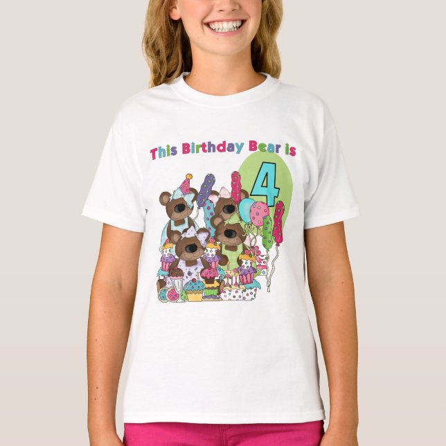 Teddy Bear Party 4th Birthday Tshirts et cadeaux (Devant)