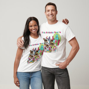 Teddy Bear Party 4th Birthday Tshirts et cadeaux