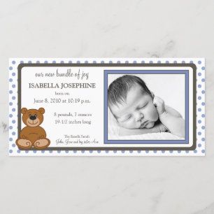 Teddy Bear Periwinkkle Faire-part de naissance