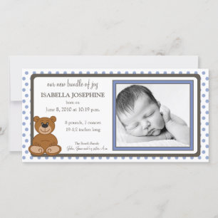 Teddy Bear Periwinkkle Faire-part de naissance