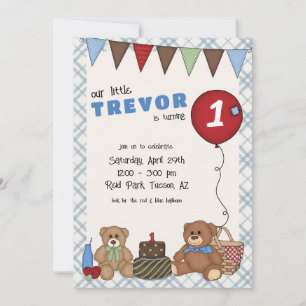 Teddy Bear Pique-nique Invitation Anniversaire