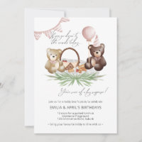 Teddy Bear Pique-nique Invitation conjointe Annive