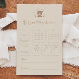 Teddy Bear Prédictions & Conseils Baby shower Jeu