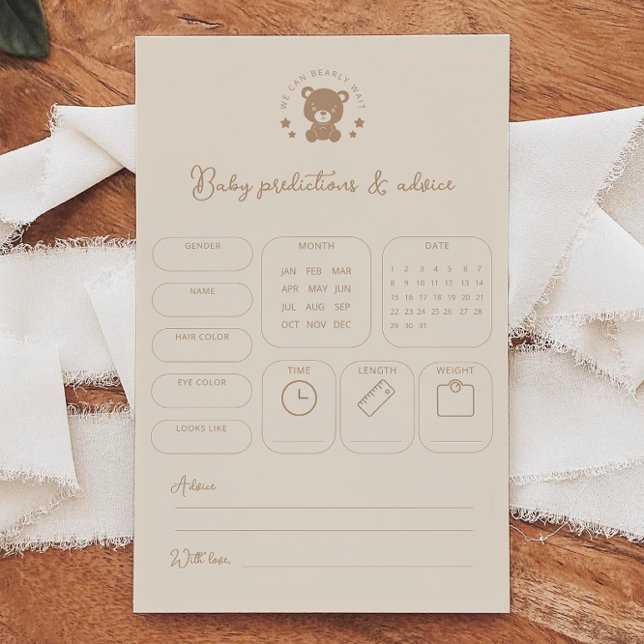 Teddy Bear Prédictions & Conseils Baby shower Jeu (Créateur téléchargé)