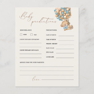 Teddy Bear Prédictions et Conseils Baby shower Jeu