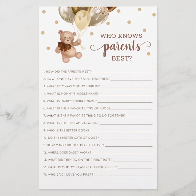 Teddy Bear Qui Connaît Les Parents Meilleur Baby s (Devant)