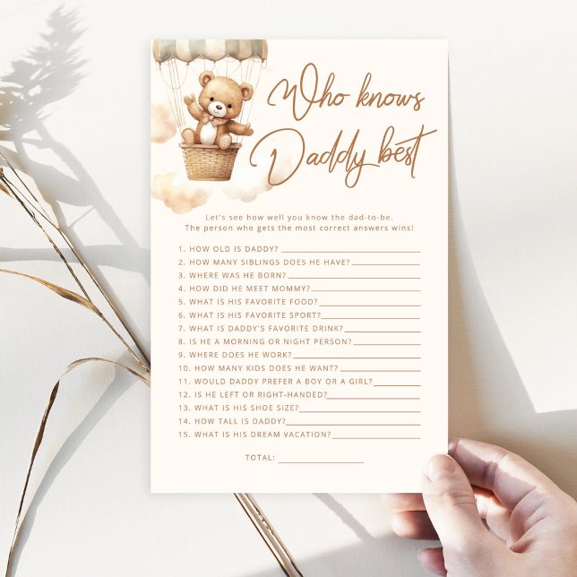 Teddy bear Qui connaît papa meilleur baby shower j (Créateur téléchargé)