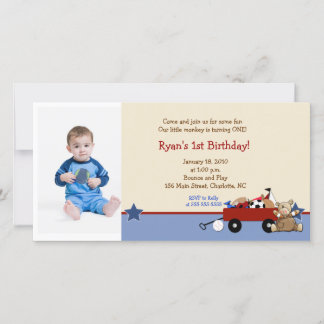 Teddy Bear Red Wagon 8x4 Carte photo d'anniversair