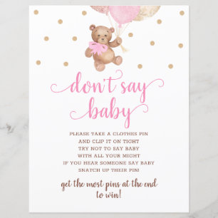 Teddy Bear Rose and Gold ne pas dire Baby Game