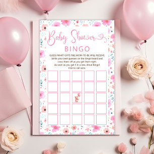 Teddy Bear Rose Floral Girl Baby shower Bingo Jeu