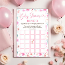 Teddy Bear Rose Floral Girl Baby shower Bingo Jeu