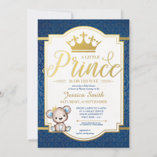 Teddy Bear Royal Prince Baby shower Invitation