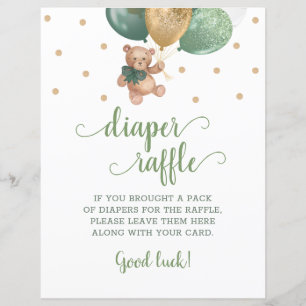 Teddy Bear Sage Green Diaper Raffle Jeu