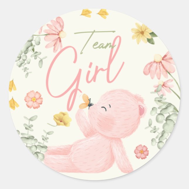 Teddy Bear Sexe Stickers Révélation Team Girl (Devant)