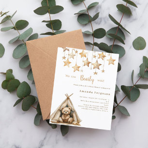 Teddy bear stars tente boho Baby shower invitation