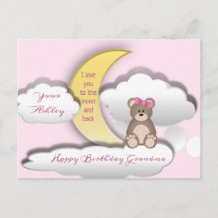 Teddy Bear sur la Lune Carte postale Anniversaire