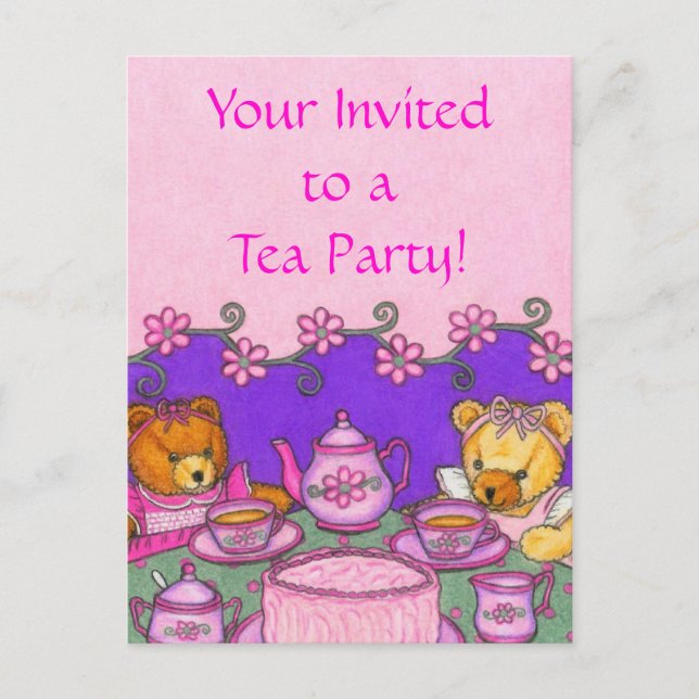 Teddy Bear Tea Party ~ Postcard Invitation (Devant)