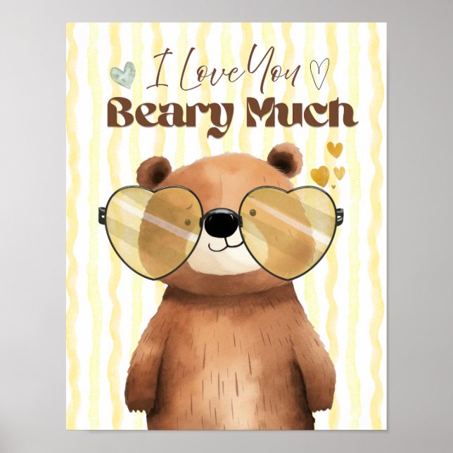 Teddy bear wall art I love you beary much poster (Devant)