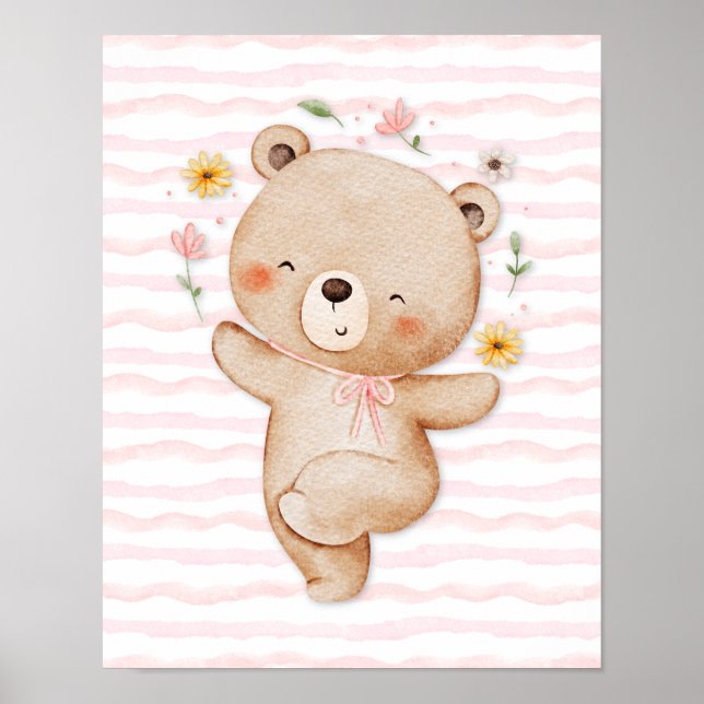 Teddy bear wall art poster Happy dance poster (Devant)