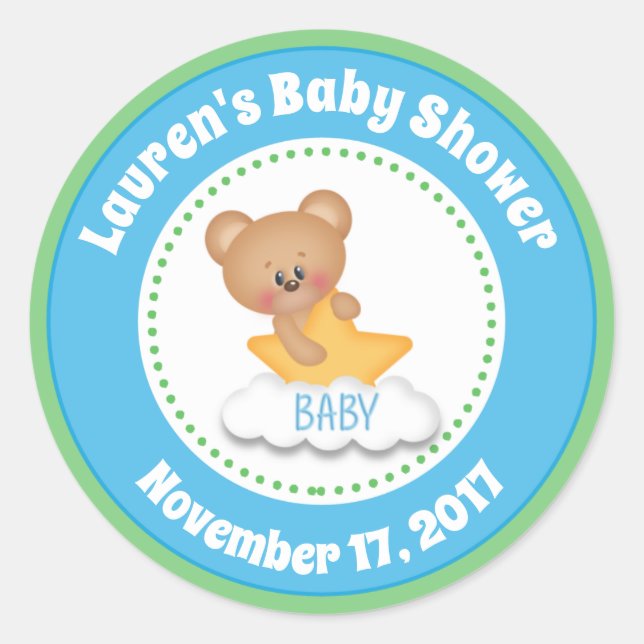 Teddy Ours Baby shower Favoriser Stickers Bébé Our (Devant)