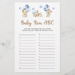 Teddy ours garçon baby shower bébé objet ABC jeu