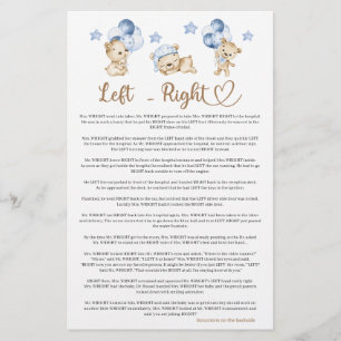 Teddy ours garçon baby shower gauche droite