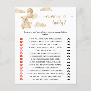 Teddy ours maman ou papa jeu de baby shower