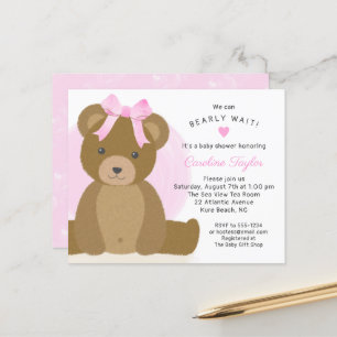 Teddy Ours mignon Pink Bow Baby Girl Douche Invita