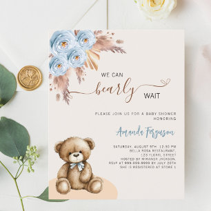 Teddy ours pampas bleu garçon budget baby shower