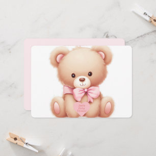 Teddy Ours rose bébé fille douche Invitation