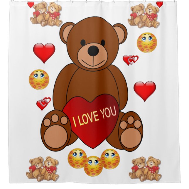 Teddy ours valentines douche rideau pour enfants (Devant)