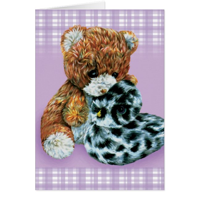 Teddy oursons violet blanc carte quotidienne (Devant)