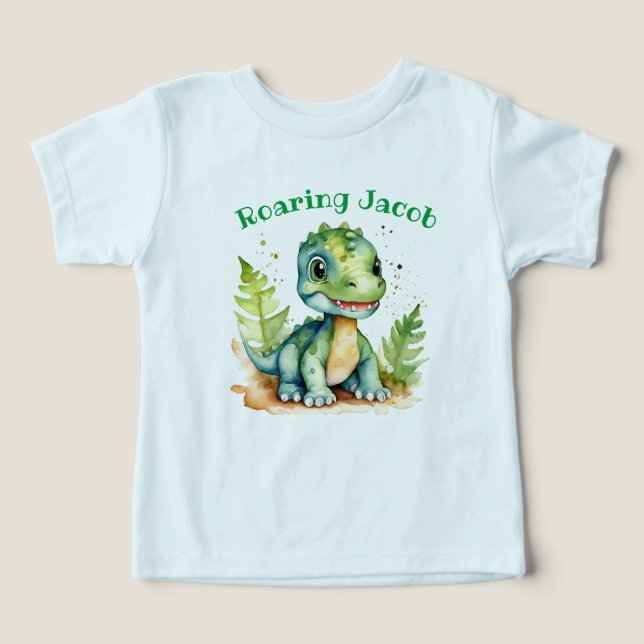 Tee Dino Toddler mignonne avec nom -modifiable (Design Recto)