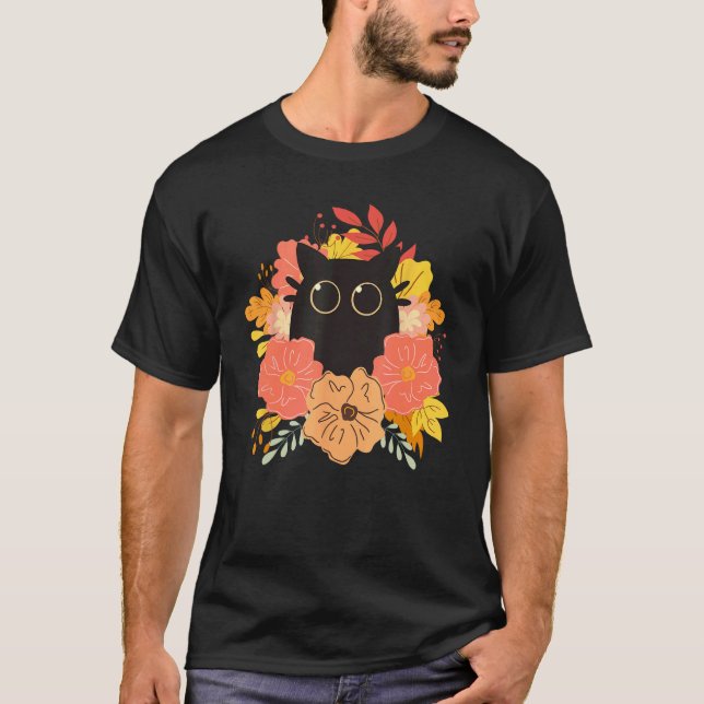 Tee drôle de chat noir, haut de chat noir pour Tha (Devant)