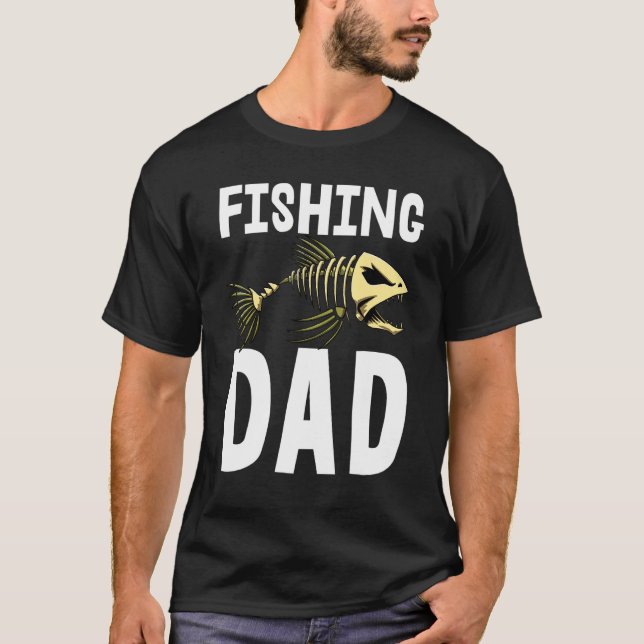 Tee Papa Pêcheur Squelette Poisson Os T-Shirts Den (Devant)