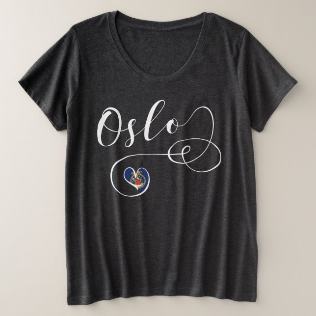 Tee - shirt de coeur d'Oslo, Norvège (Design devant)