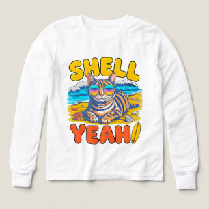 Tee-shirt de plage drôle de chat d'été pour filles