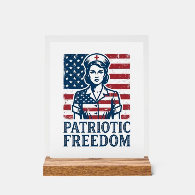 Tee-shirt graphique vectoriel infirmière patriotiq (Recto)