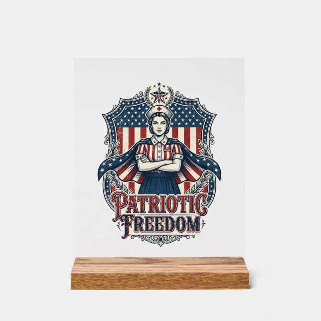 Tee-shirt graphique vectoriel infirmière patriotiq (Recto)