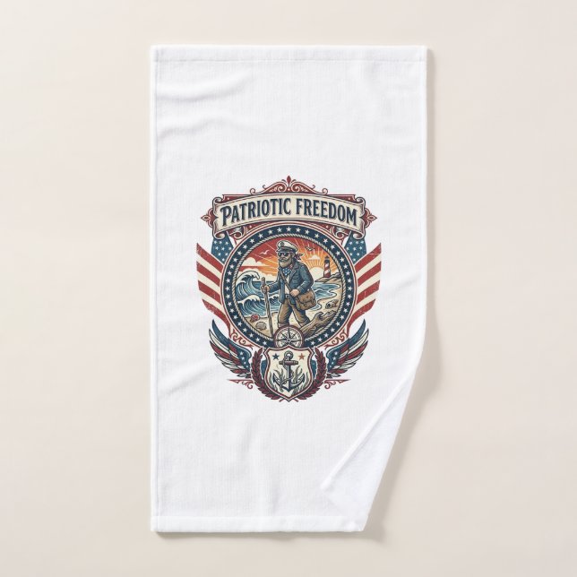 Tee-shirt graphique vectoriel Patriotic Beachcombe (Serviette à main)