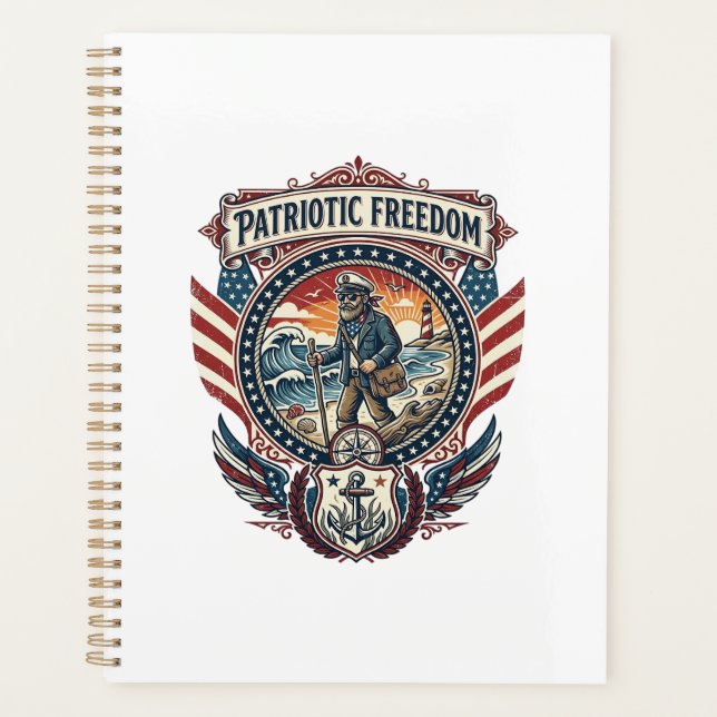 Tee-shirt graphique vectoriel Patriotic Beachcombe (Devant)