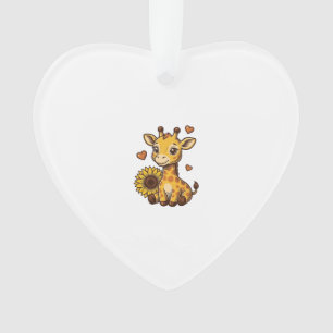 Tee-shirt vintage gravure tournesol bébé girafe mi
