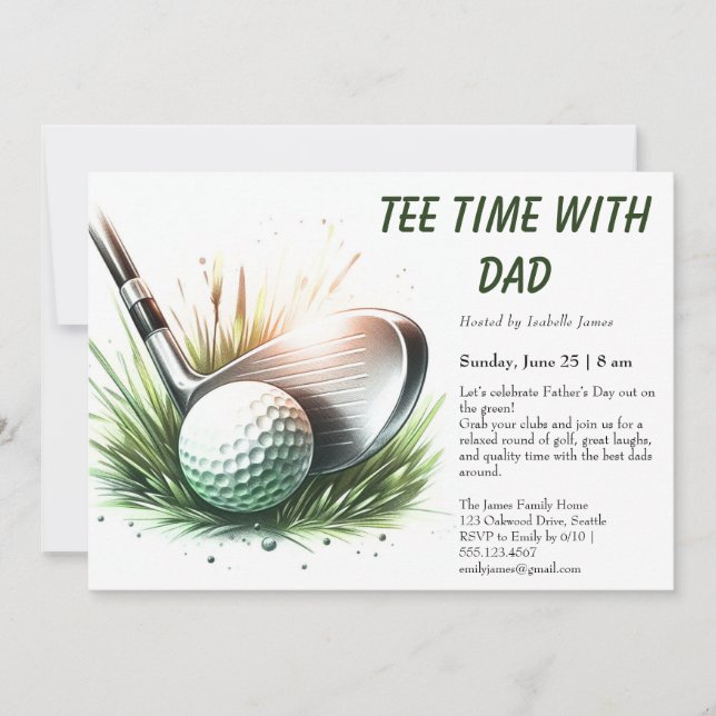 Tee Time avec Papa Invitation de fête de la fête d (Devant)
