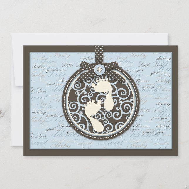 Teeny Toes BLU Invitation Card (Devant)