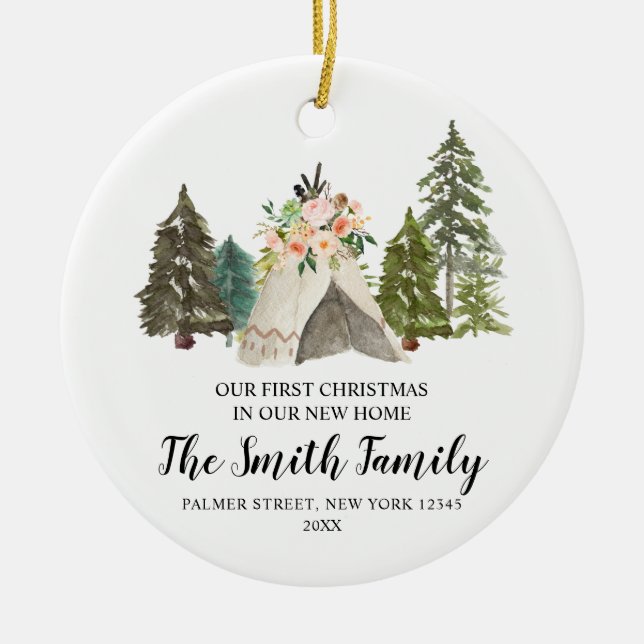 Teepee Notre 1er Noël dans notre nouvel ornement (Devant)