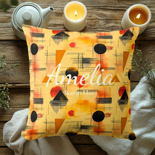 Teintes chaudes – Coussin d'accent géométrique pêc