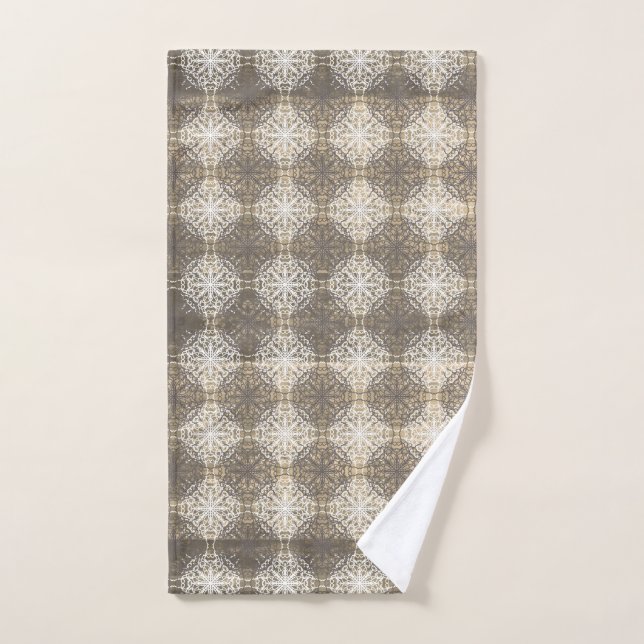 Teintes de gris, beige et dentelle blanche (Serviette à main)