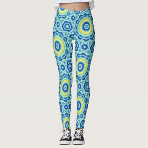 Teinture bleue Motif Mandala - Leggings