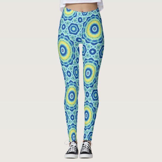 Teinture bleue Motif Mandala - Leggings (Devant)
